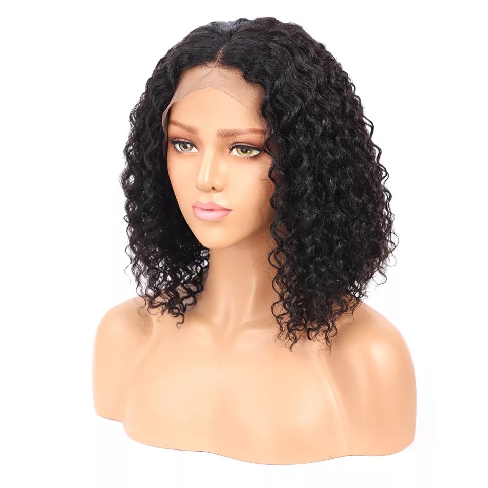 Curly Lace Front Short Bob Wig Brazilian Human Hair Pre Plucked Natural Hairline